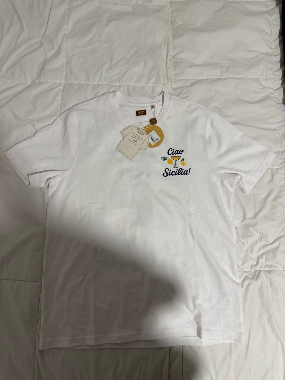 Men's White 'Ciao Sicilia' Graphic Tee - Classic Cotton Short Sleeve